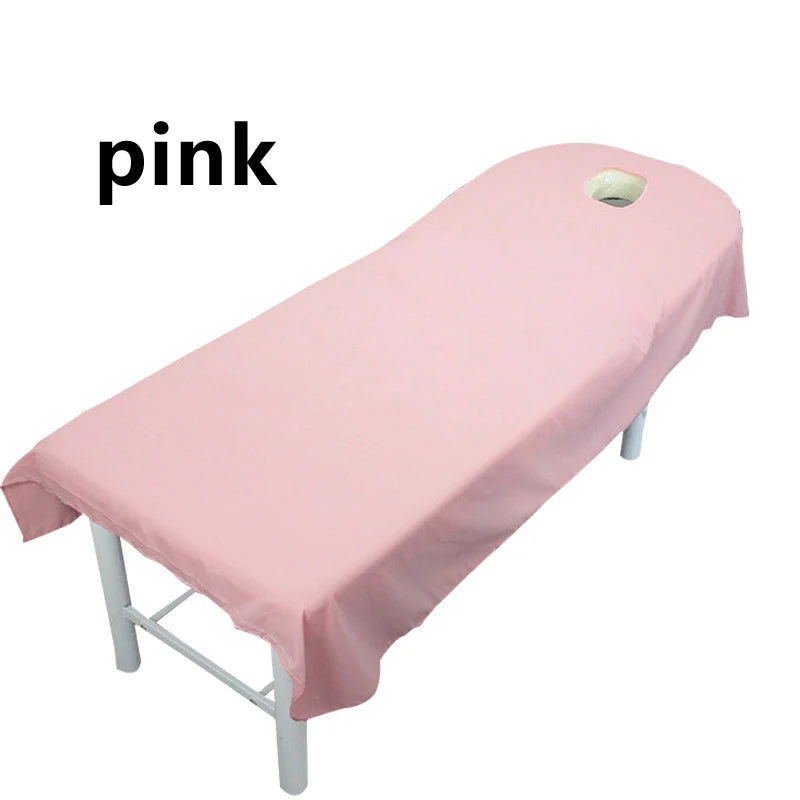 Beauty Bedsheet Cosmetic Salon Sheets Massage Treatment 9Color Soft Sheets Spa SPA Bed Table Cover Sheets with Hole - Slobuy