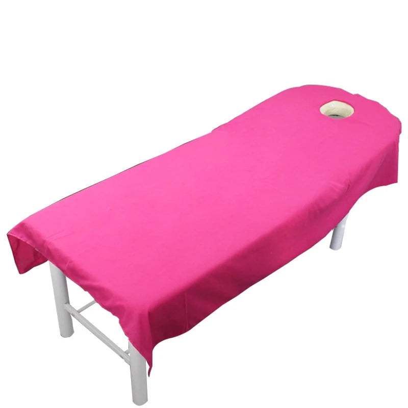 Beauty Bedsheet Cosmetic Salon Sheets Massage Treatment 9Color Soft Sheets Spa SPA Bed Table Cover Sheets with Hole - Slobuy