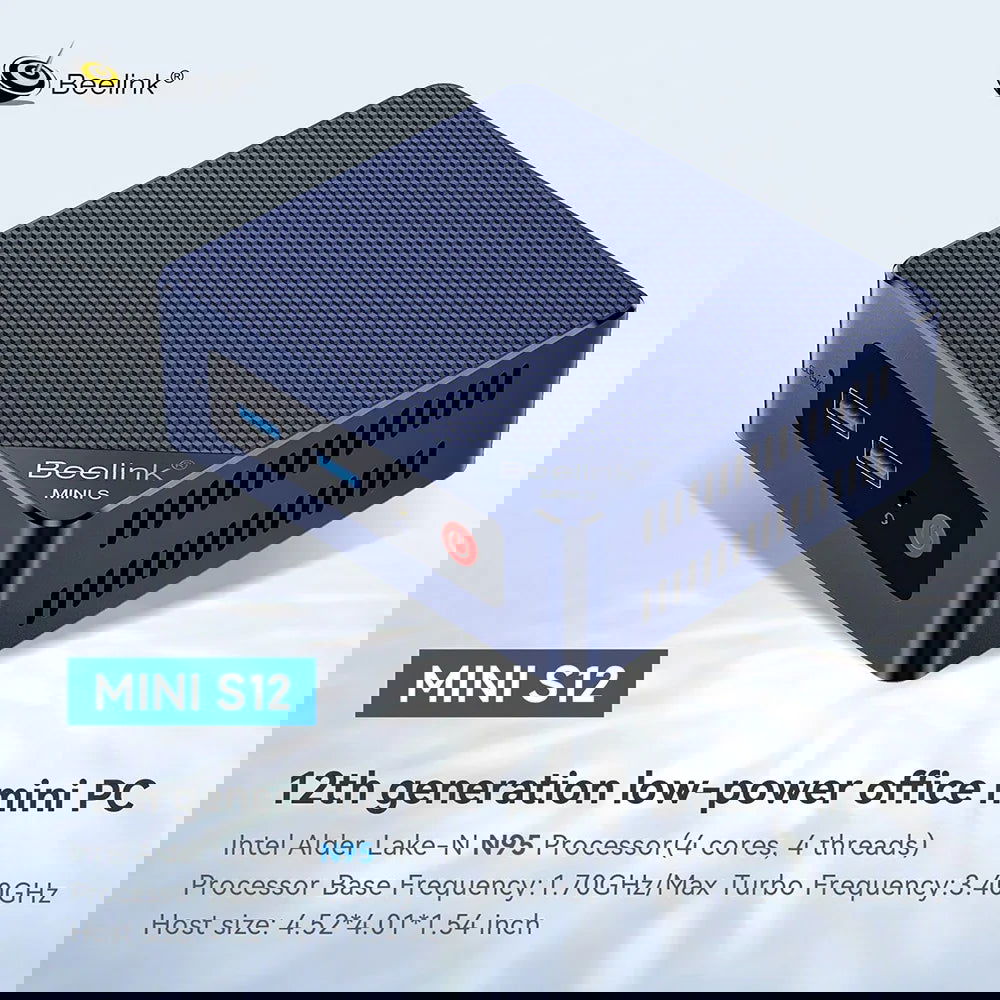 Beelink Mini S12 Pro N95 N100 MINI PC Windows 11 Pro DDR4 8GB 256GB 16GB 500GB WIFI BT Gaming Computer MINI S N5095 8GB 128GB - Slobuy
