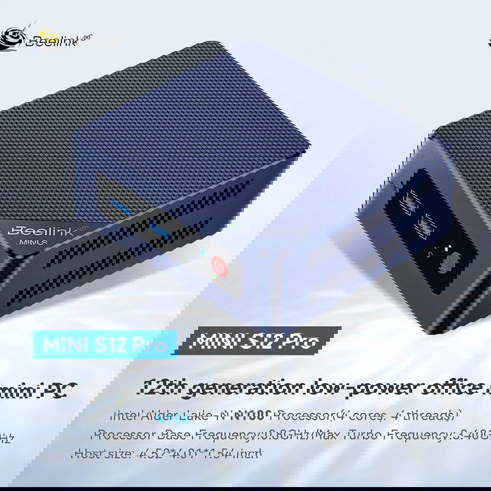 Beelink Mini S12 Pro N95 N100 MINI PC Windows 11 Pro DDR4 8GB 256GB 16GB 500GB WIFI BT Gaming Computer MINI S N5095 8GB 128GB - Slobuy