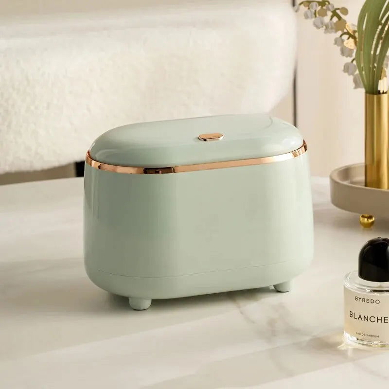 Beishan Mini Desktop Trash Can With Lid, Light Luxury Plastic Press Type Trash Can For Bathroom, Office, Bedroom, Living Room - Slobuy