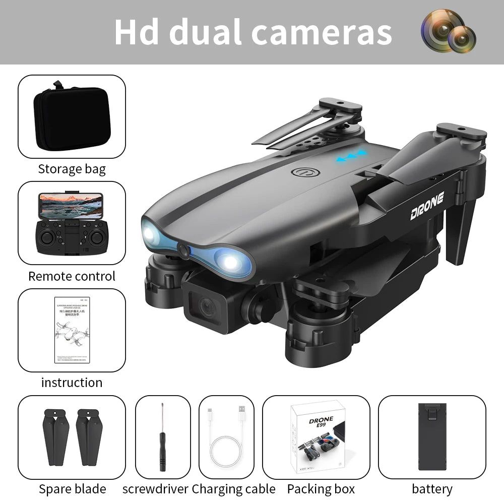 Best-selling Drone E99 Folding drones con cámara Professional HD Dual Aerial Photography Four-axis flight Remote Control Drones - Slobuy