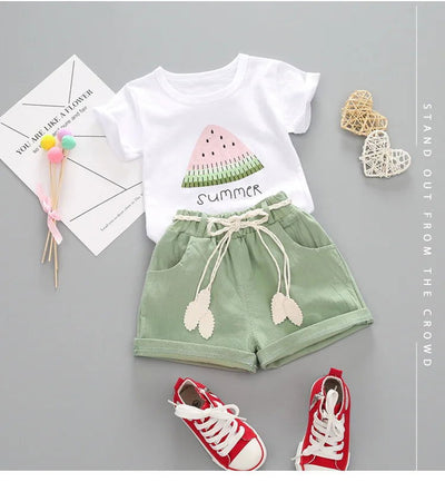 BibiCola summer girls clothing set 2pcs tracksuit children cotton suit kids cartoon outfits short sleeve baby girls clothes sets - Slobuy