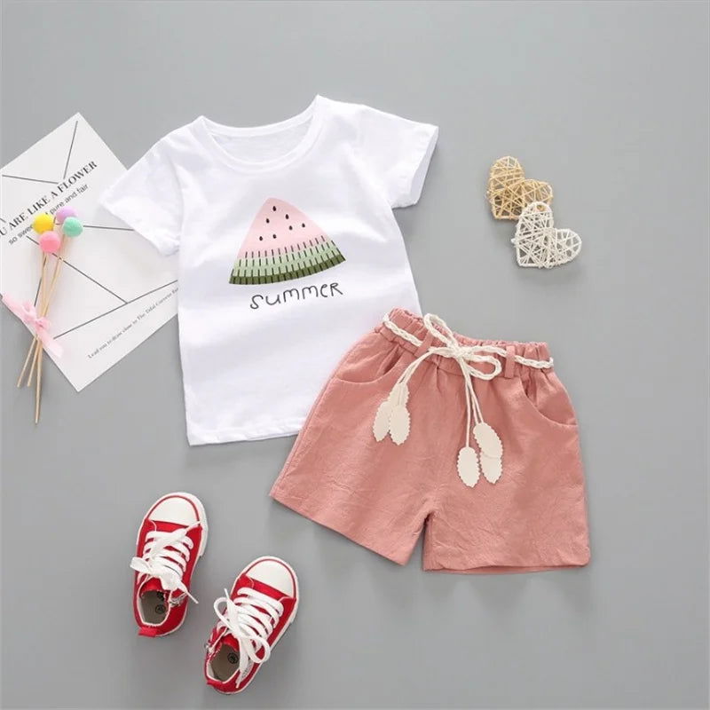 BibiCola summer girls clothing set 2pcs tracksuit children cotton suit kids cartoon outfits short sleeve baby girls clothes sets - Slobuy