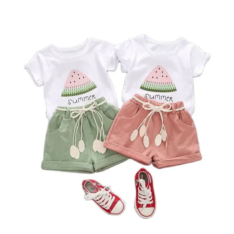 BibiCola summer girls clothing set 2pcs tracksuit children cotton suit kids cartoon outfits short sleeve baby girls clothes sets - Slobuy