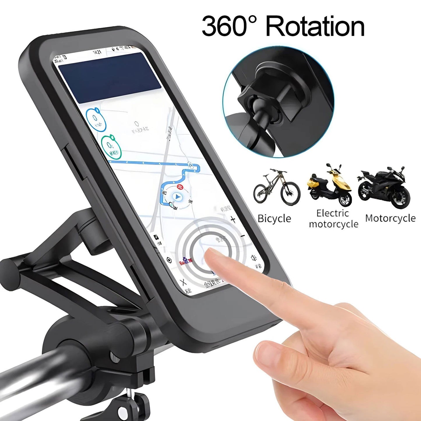 Bicycle Phone Holder Waterproof Phone Box Touch Screen Cases Bike Motor Motorcycle Handlebar Cellphones GPS Stand Rotate Fold - Slobuy