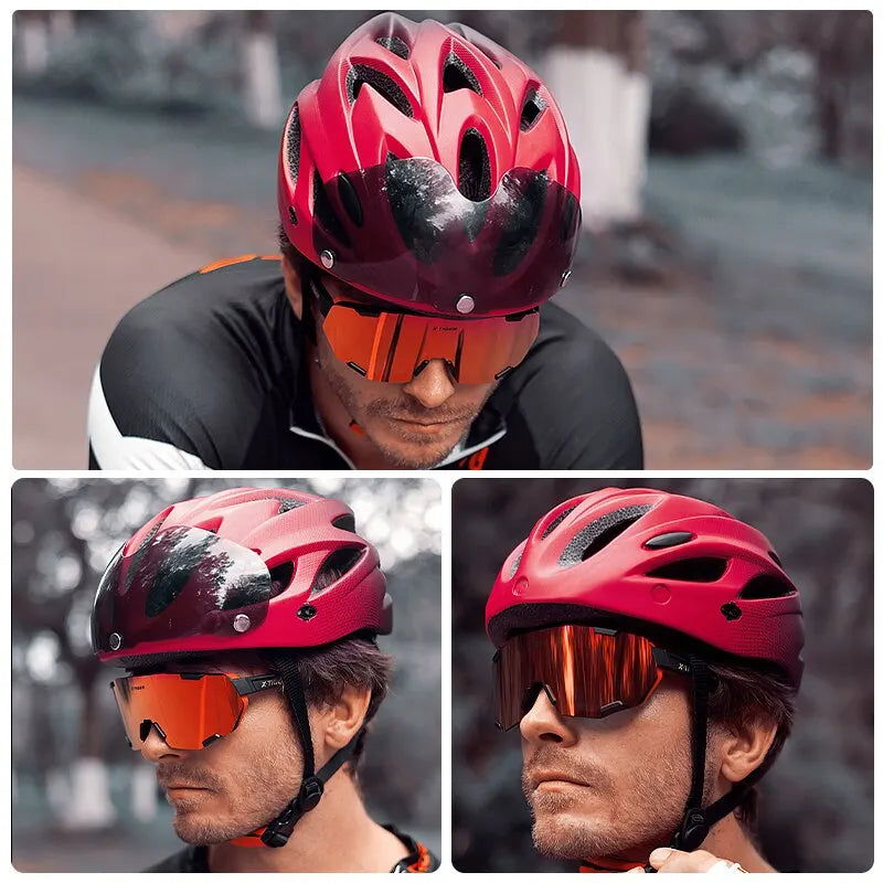 Bike Helmet with LED Tail Light Adult Cycling Helmet Fit 58-62cm Lightweight Breathable Colorful Bicycle Helmets Accessories - Slobuy