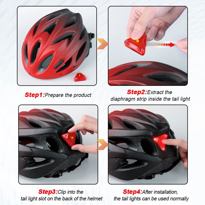 Bike Helmet with LED Tail Light Adult Cycling Helmet Fit 58-62cm Lightweight Breathable Colorful Bicycle Helmets Accessories - Slobuy