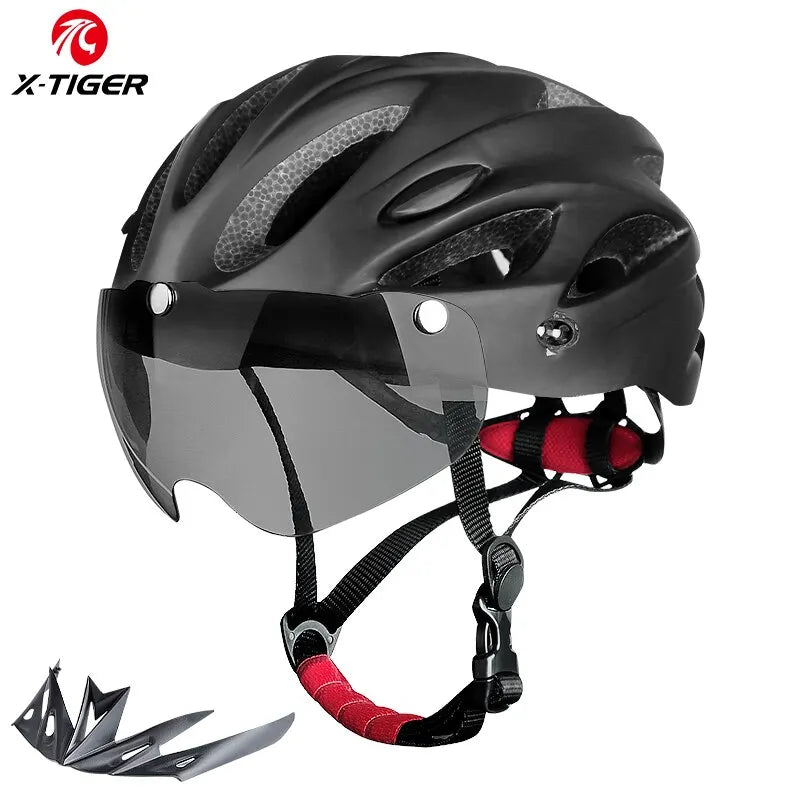 Bike Helmet with LED Tail Light Adult Cycling Helmet Fit 58-62cm Lightweight Breathable Colorful Bicycle Helmets Accessories - Slobuy