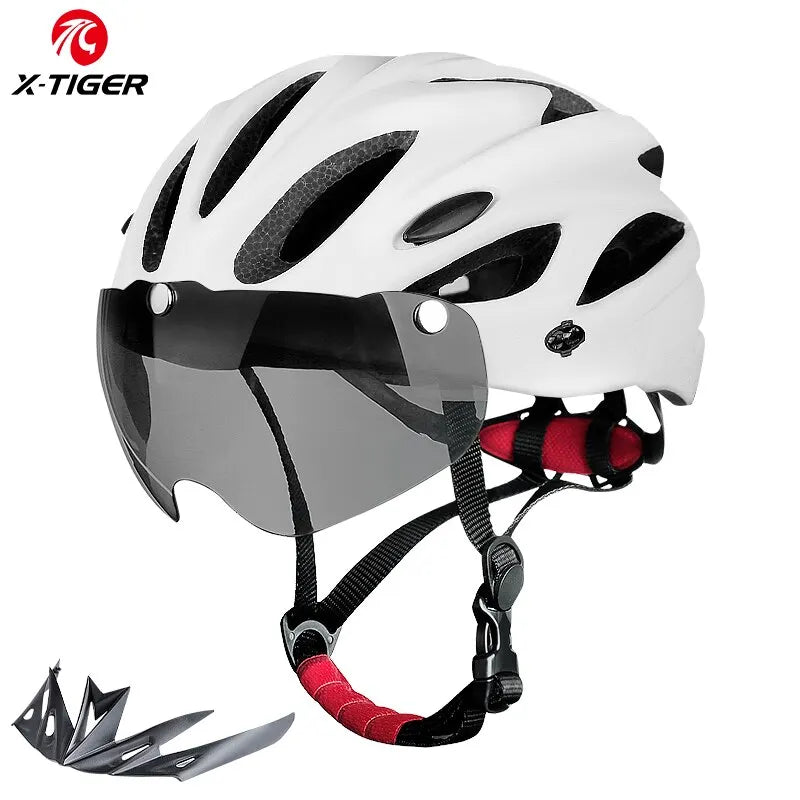 Bike Helmet with LED Tail Light Adult Cycling Helmet Fit 58-62cm Lightweight Breathable Colorful Bicycle Helmets Accessories - Slobuy