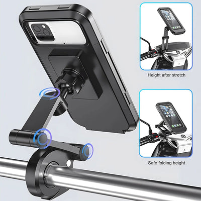 Bike Phone Holder Bicycle Motor Motorcycle Handlebar Phone Box Touch Screen Cases Waterproof Rotate Fold Smartphones GPS Stand - Slobuy