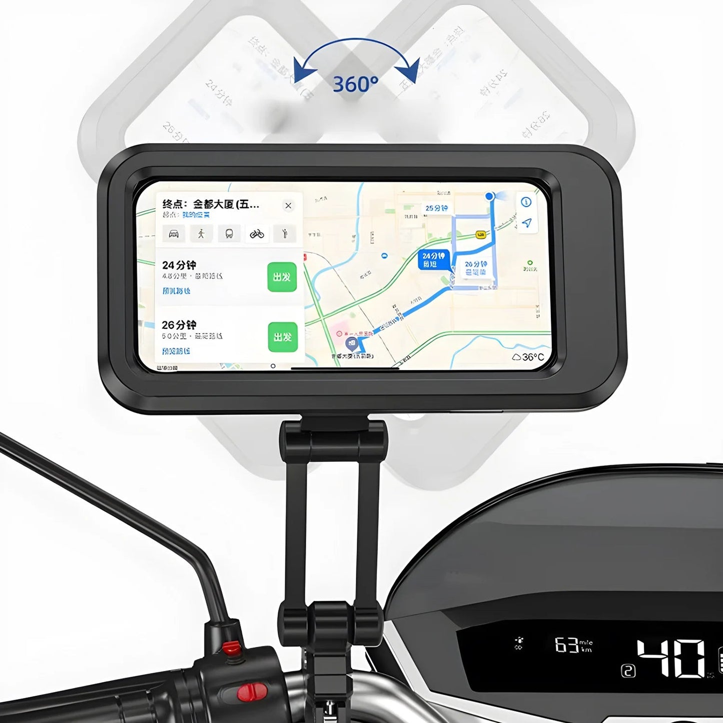 Bike Phone Holder Bicycle Motor Motorcycle Handlebar Phone Box Touch Screen Cases Waterproof Rotate Fold Smartphones GPS Stand - Slobuy