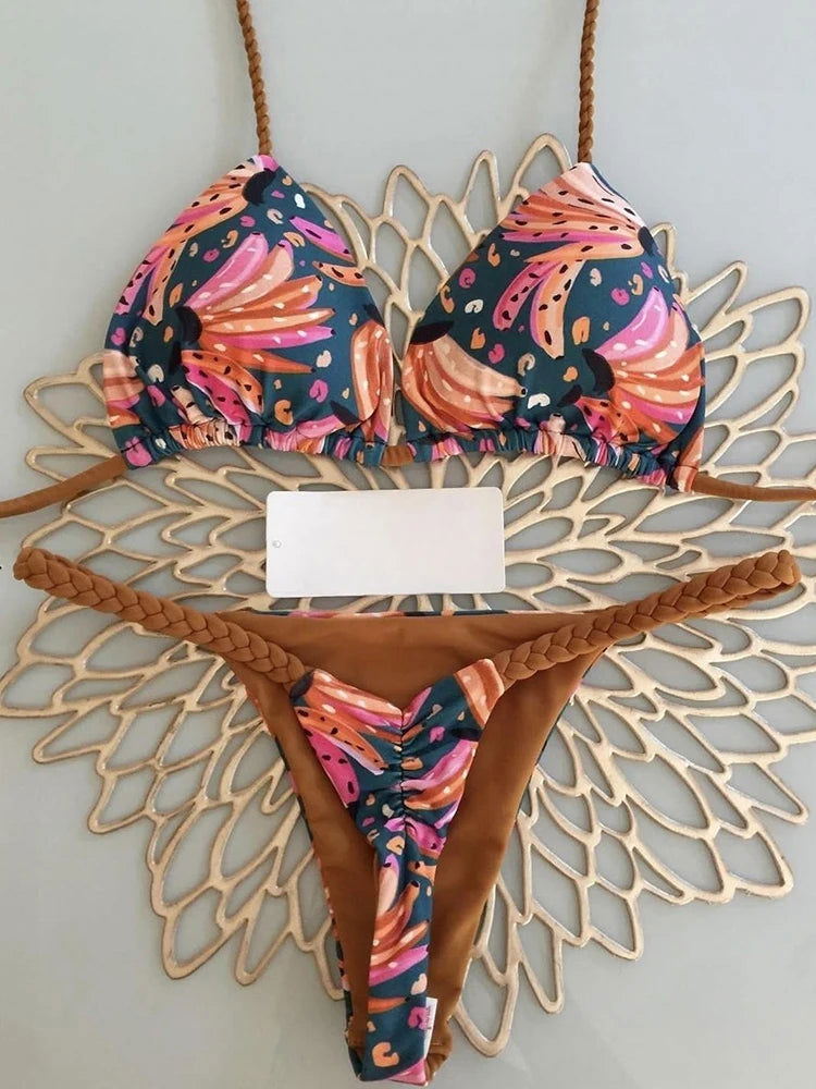 Bikini High Waist Swimsuit Sexy Thong Bikini Set Zebra Print Women Brazilian Swimwear 2023 New Biquini Swim Bathing Suits Women - Slobuy