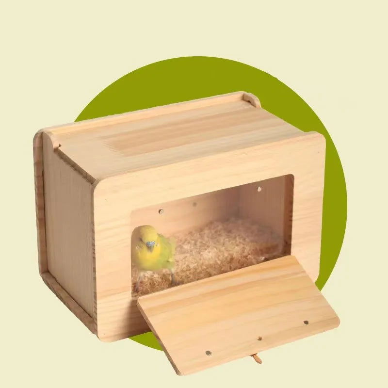 Bird Box Nesting Parakeet Cage House Houses Cockatiel Wooden Parrot Budgie Breeding Parakeets Wood Cages Boxes Home Supplies - Slobuy