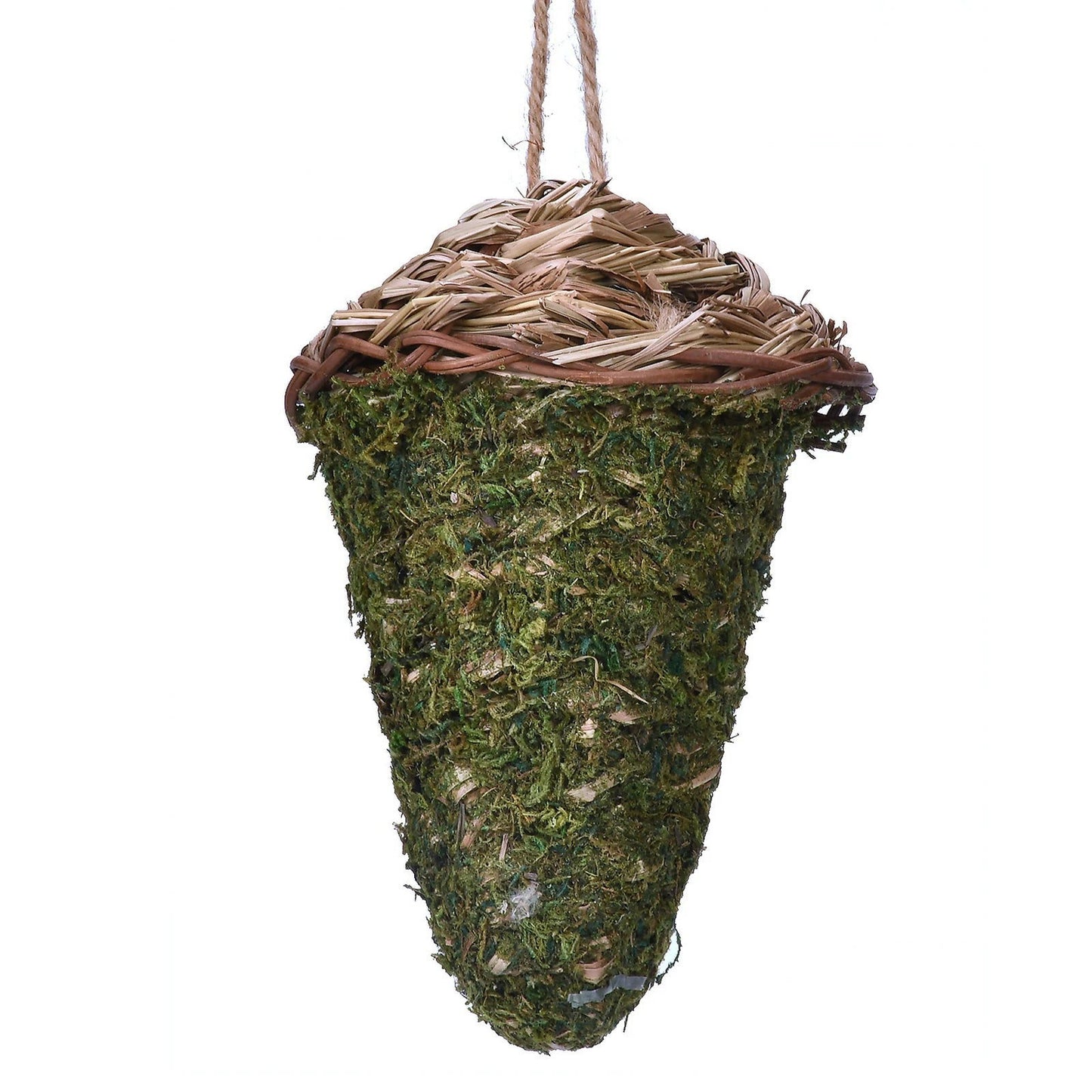 Bird House Hummingbird Hanging Bird Hut Green Nest Moss Roosting Woven Birdhouse Bird Cage for Outdoor Courtyard Patio Decor - Slobuy