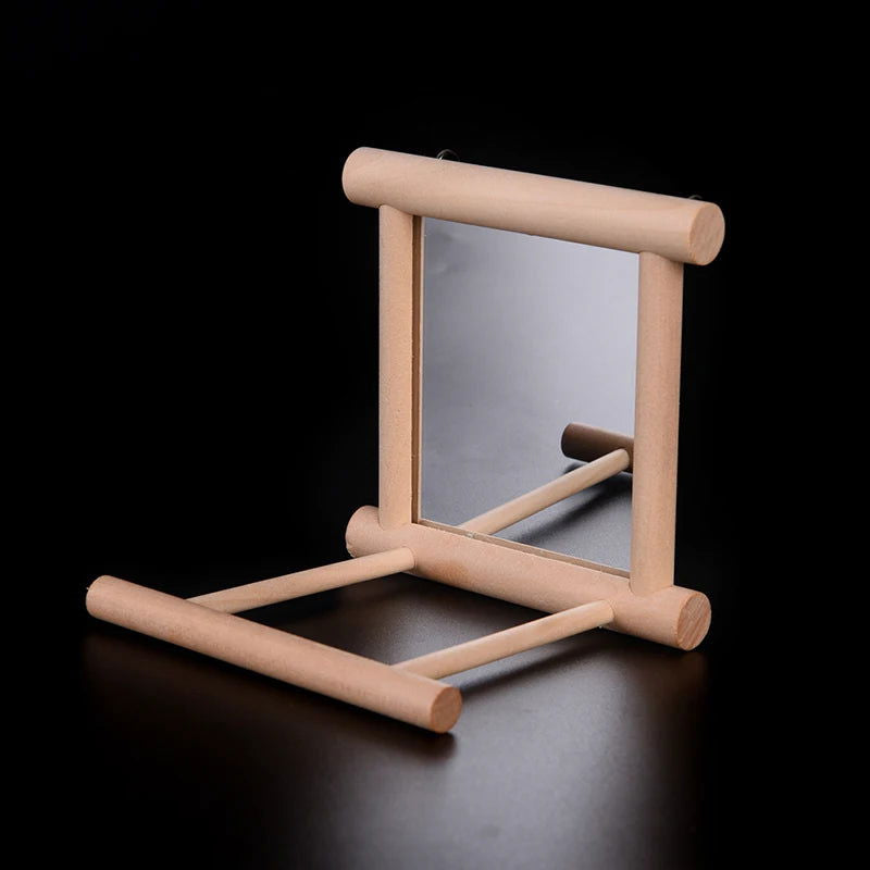 Bird Mirror Wooden Interactive Play Toy With Perch For Small Parrot Budgies Parakeet Cockatiel Conure Lovebird Cage Accessories - Slobuy
