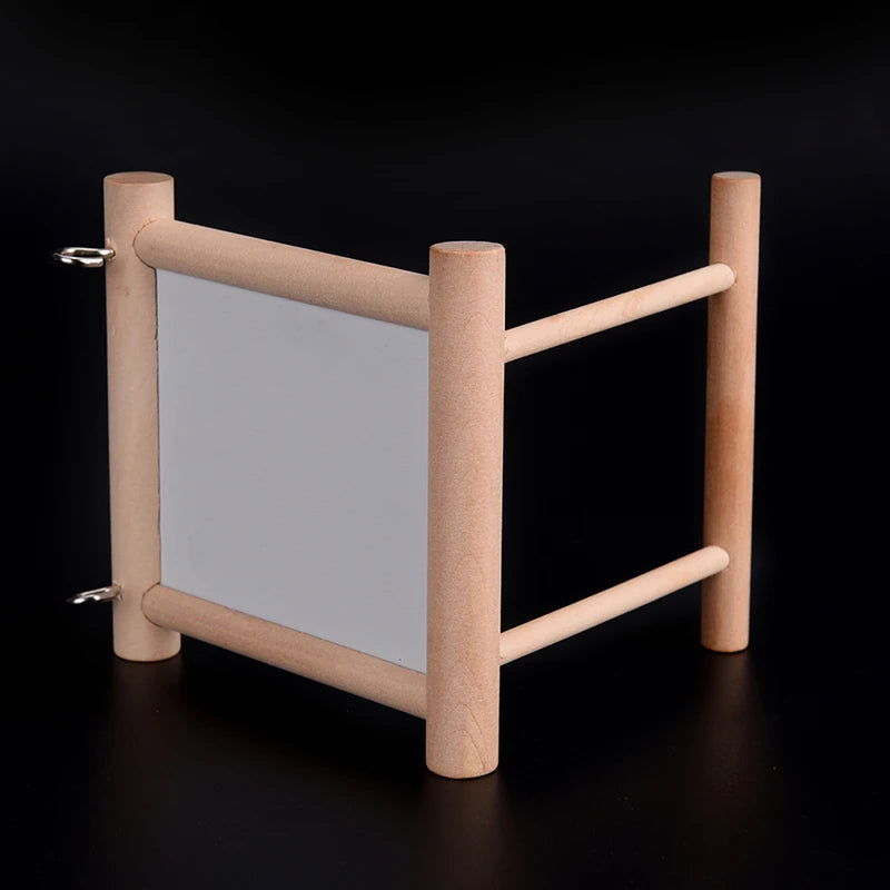 Bird Mirror Wooden Interactive Play Toy With Perch For Small Parrot Budgies Parakeet Cockatiel Conure Lovebird Cage Accessories - Slobuy