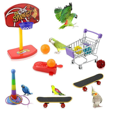 Bird Training Toy Supplies Basketball Stand Lovebird Shopping Cart Bird Toy Shoes Canary Skateboard Parrot Toy Accessories - Slobuy
