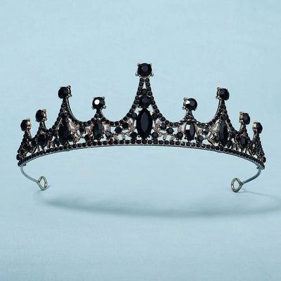 Black Big Rhinestone Crystal Rhinestone Party Wedding Hair Jewelry Accessories Birthday Tiaras Halloween Crown Women - Slobuy