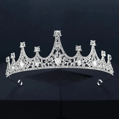 Black Big Rhinestone Crystal Rhinestone Party Wedding Hair Jewelry Accessories Birthday Tiaras Halloween Crown Women - Slobuy