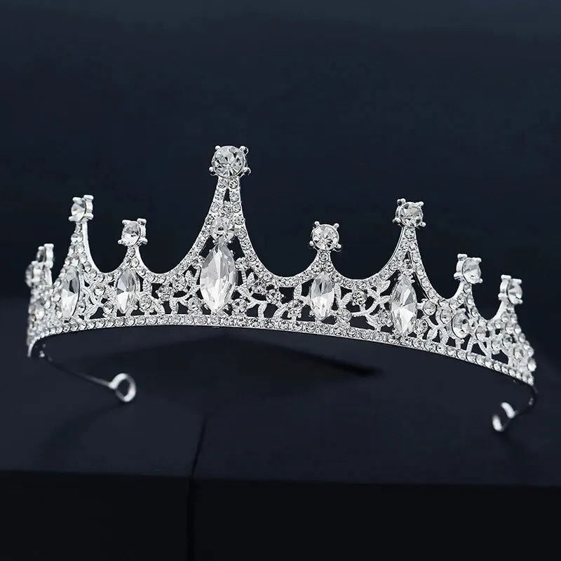 Black Big Rhinestone Crystal Rhinestone Party Wedding Hair Jewelry Accessories Birthday Tiaras Halloween Crown Women - Slobuy