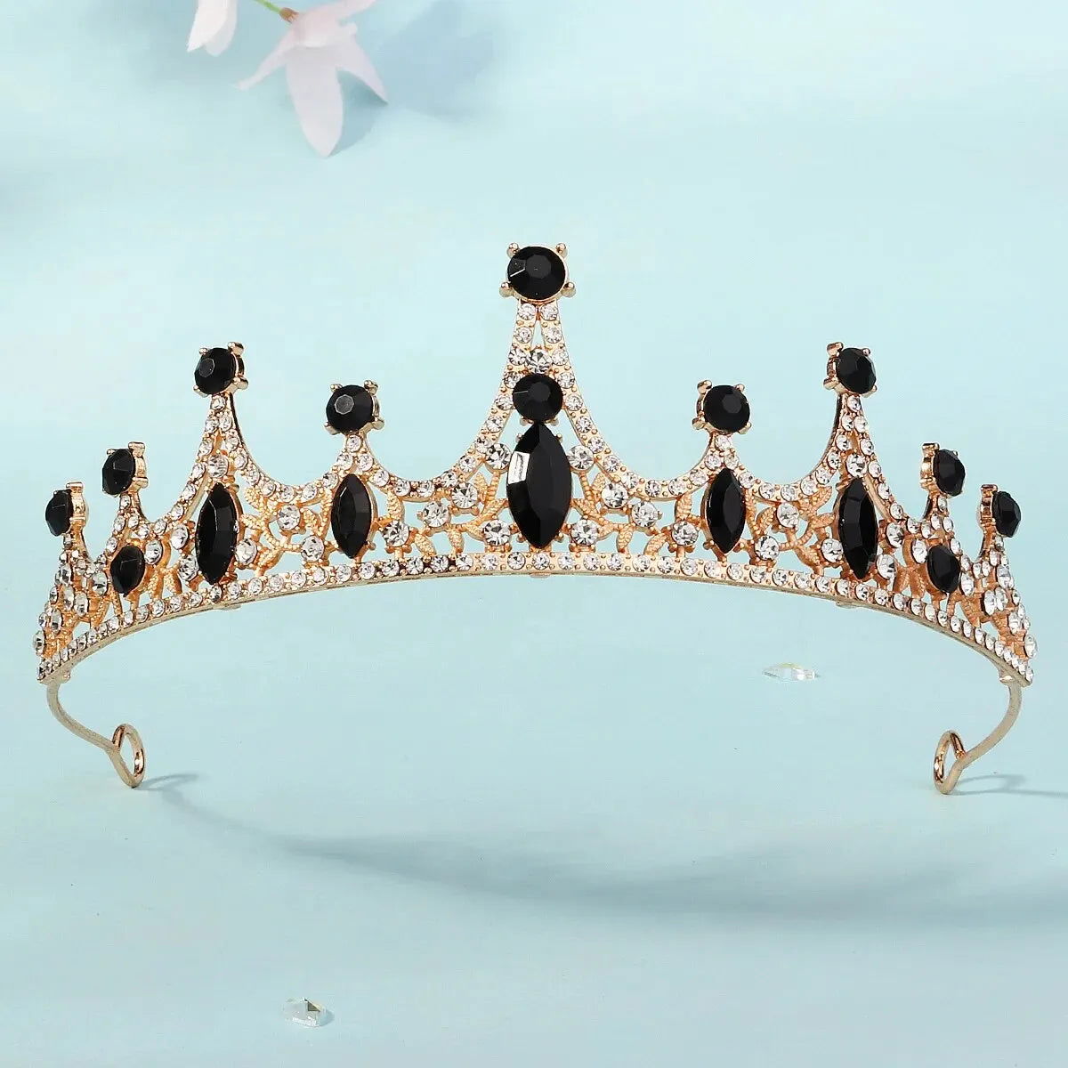 Black Big Rhinestone Crystal Rhinestone Party Wedding Hair Jewelry Accessories Birthday Tiaras Halloween Crown Women - Slobuy