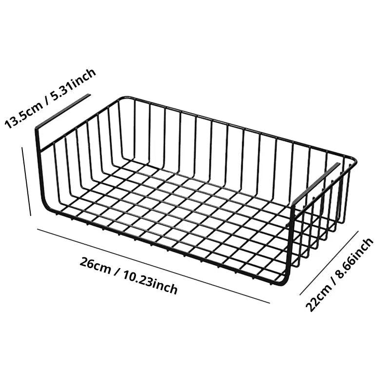 1pc White/Black Hanging Net Basket Iron Material Large Capacity Hanging Under Cabinet Wall Wardrobe Storage Basket Kitchen Tools - Slobuy