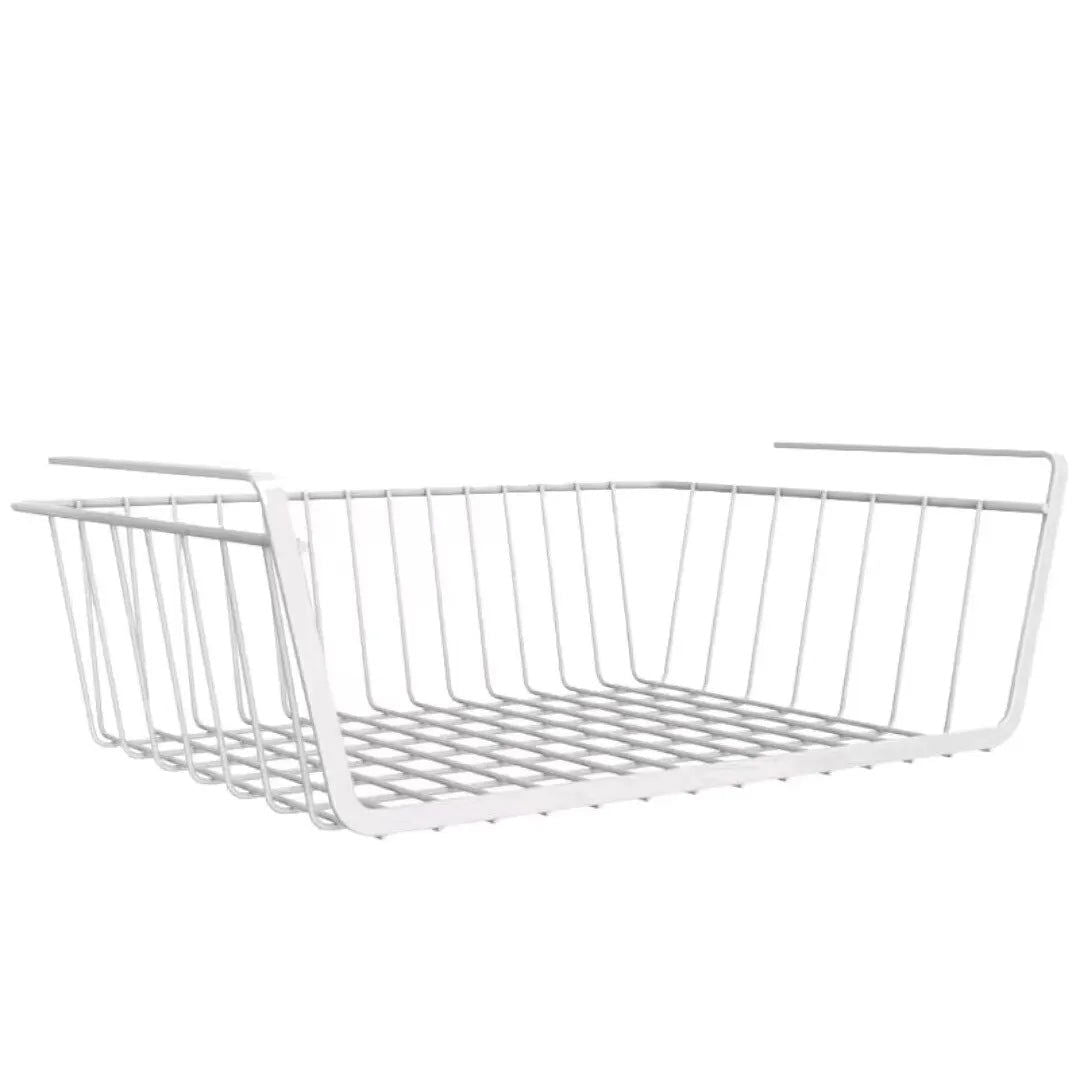 1pc White/Black Hanging Net Basket Iron Material Large Capacity Hanging Under Cabinet Wall Wardrobe Storage Basket Kitchen Tools - Slobuy
