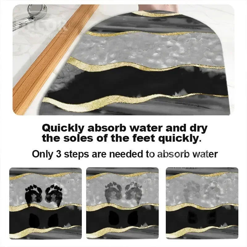 Black Marbling Super Absorbent Tableware Dish Drying Mat Kitchen Bottle Anti-slip Rug Luxury Kettle Dinnerware Bar Counter Tool - Slobuy
