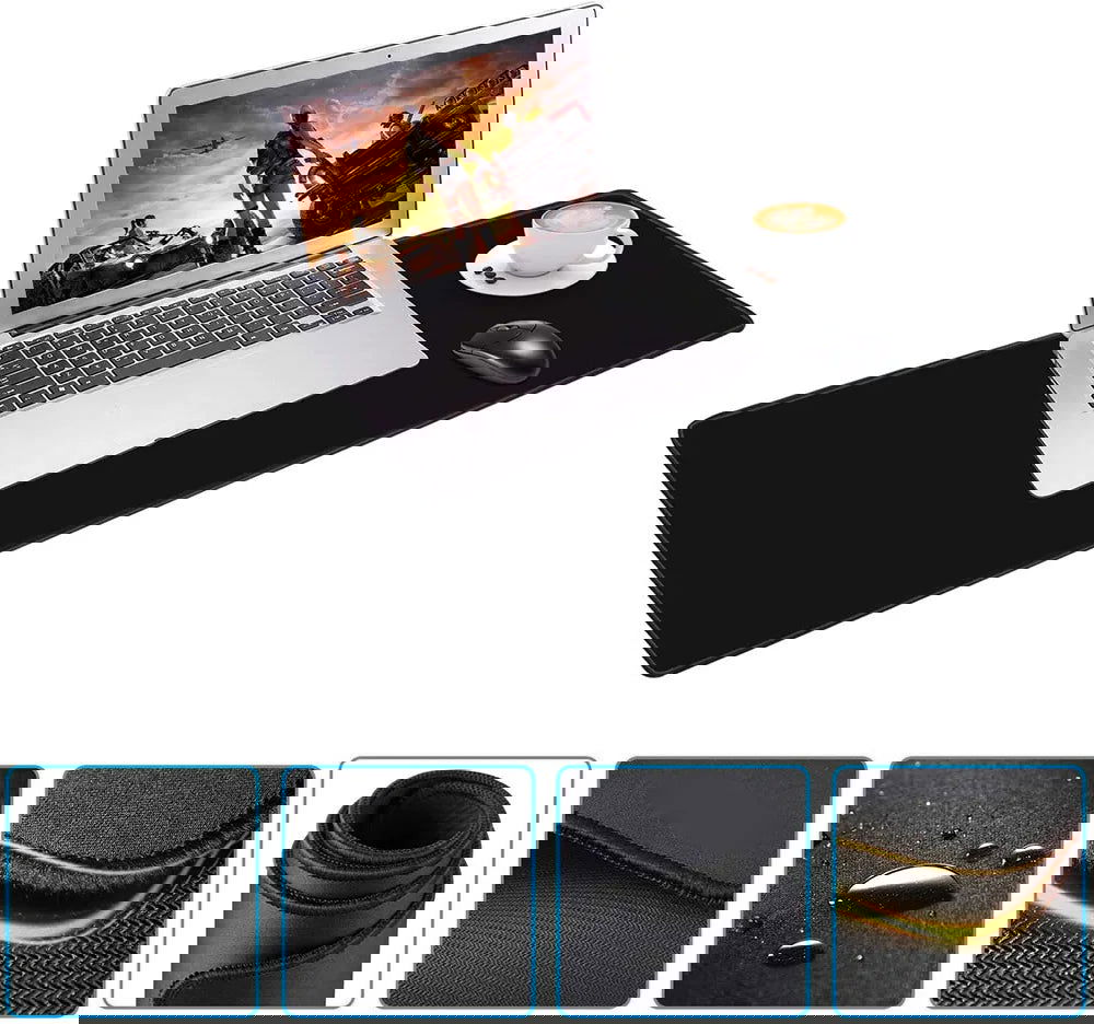 Black Mouse Pad Rug Deskpad Slipmat 90x40 Mat Computer Beat Pad Desk Protection Rubber Mouse Pad - Slobuy