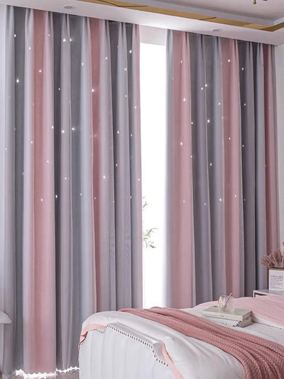 Blackout Kids Curtains for Bedroom Thermal Insulated Silver Twinkle Star Curtains for Boys Antique Grommet Top Window Treatment - Slobuy