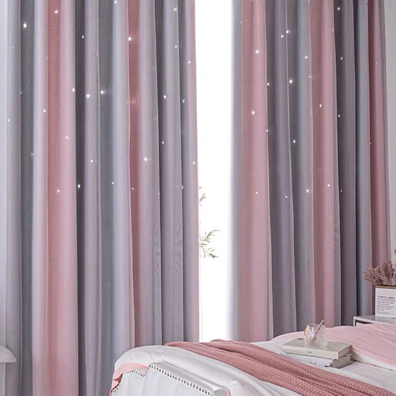Blackout Kids Curtains for Bedroom Thermal Insulated Silver Twinkle Star Curtains for Boys Antique Grommet Top Window Treatment - Slobuy