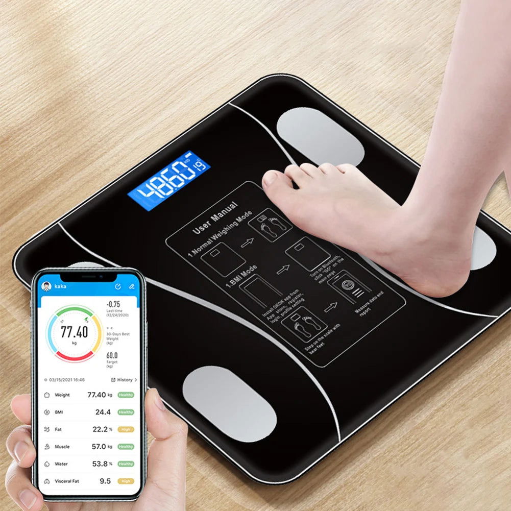Bluetooth Smart Body Scale Wireless Digital Bathroom Scales Body Weight Scale LED Electronic Weighing BMI Composition Analyzer - Slobuy