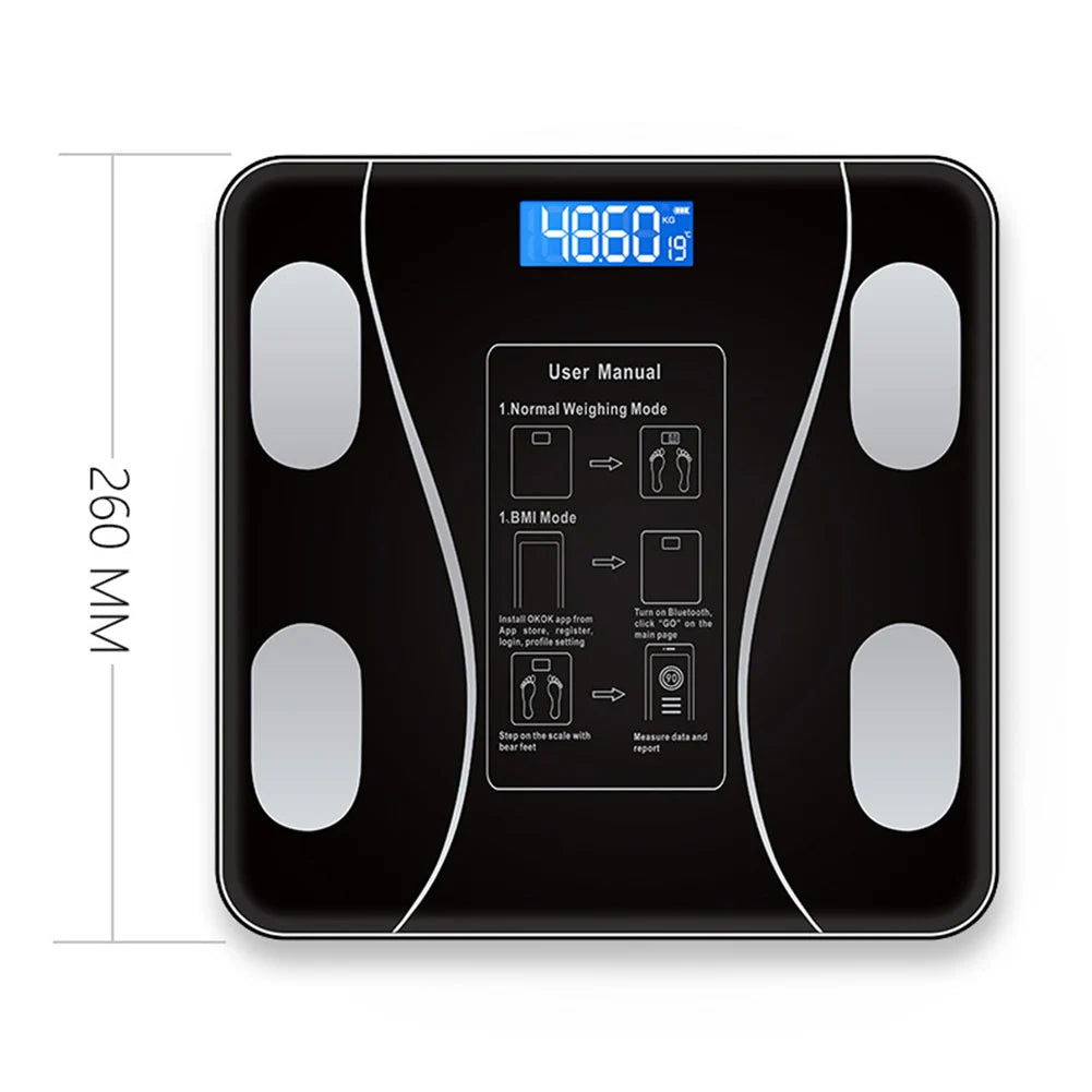 Bluetooth Smart Body Scale Wireless Digital Bathroom Scales Body Weight Scale LED Electronic Weighing BMI Composition Analyzer - Slobuy