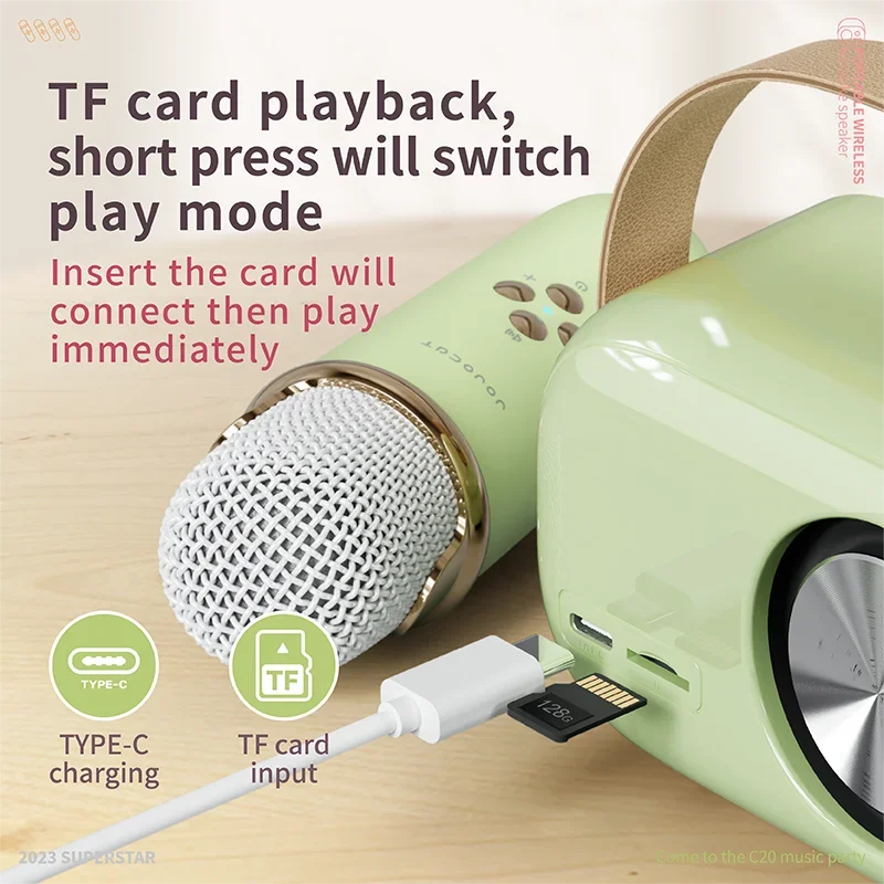 Bluetooth Speaker With 1-2 Wireless Microphone Support Karaoke TF Card FM Play HIFI Bass Handsfree Call Children's Birthday Gift - Slobuy