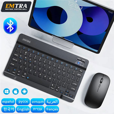 Bluetooth Wireless Keyboard Mouse For IOS Android Windows Tablet For iPad Air Mini Pro Spanish Korean Portugal Russian Keyboard - Slobuy