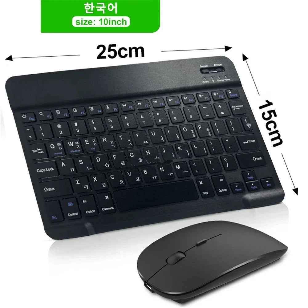 Bluetooth Wireless Keyboard Mouse For IOS Android Windows Tablet For iPad Air Mini Pro Spanish Korean Portugal Russian Keyboard - Slobuy