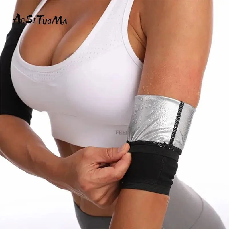 Body Sculpting Sweat Arm Sleeve Sports Fitness Protective Sleeve Dull Sweat Arm Sleeve for Women Trim Arm Band - Slobuy