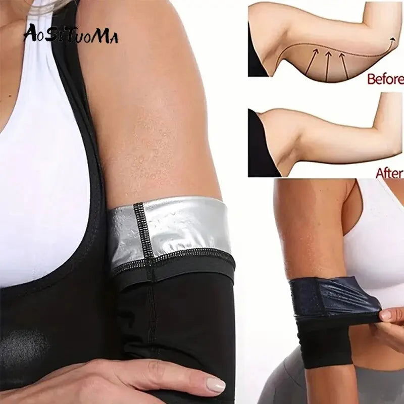 Body Sculpting Sweat Arm Sleeve Sports Fitness Protective Sleeve Dull Sweat Arm Sleeve for Women Trim Arm Band - Slobuy