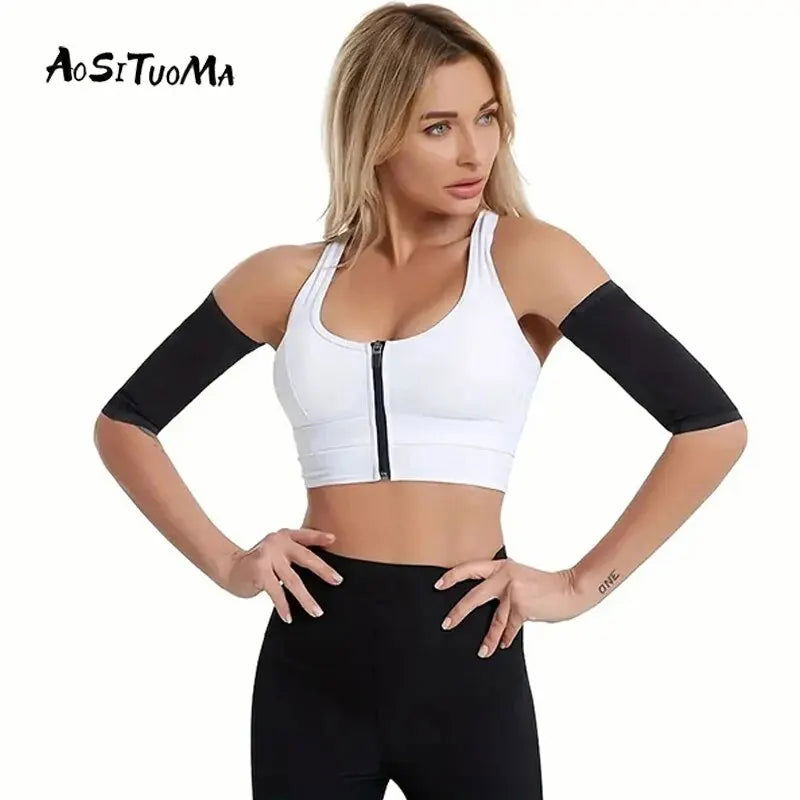 Body Sculpting Sweat Arm Sleeve Sports Fitness Protective Sleeve Dull Sweat Arm Sleeve for Women Trim Arm Band - Slobuy