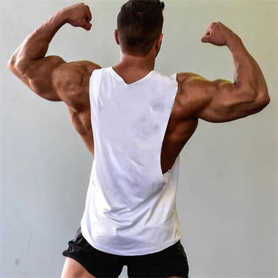 Bodybuilding Tank Tops Men Sports Sleeveless shirt Muscle guys Vest Fitness Drop Armhole Solid Tops Tees Cotton Gym Singlets - Slobuy