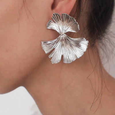 Bohemian Geometric Gold Color Ginkgo Biloba Leaf Shape Drop Earrings for Women Statement Ear Jewelry Accessories Punk - Slobuy