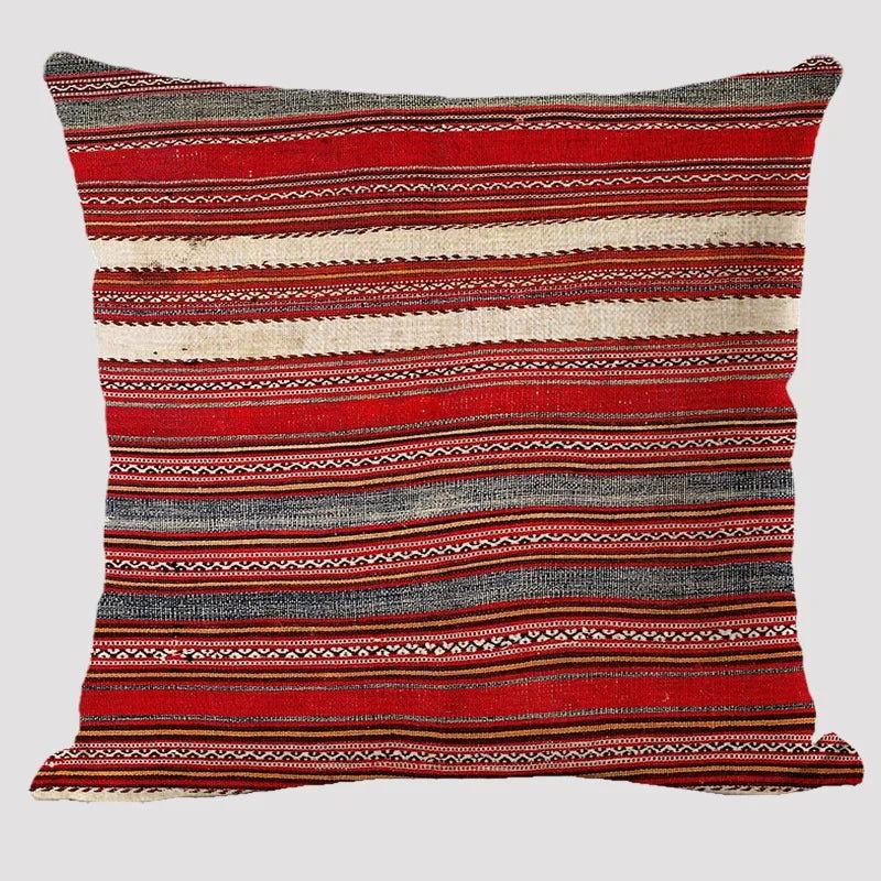 Bohemian Patterns Linen Cushions Case Multicolors Abstract Ethnic Geometry Print Decorative Pillows Case Living Room Sofa Pillow - Slobuy