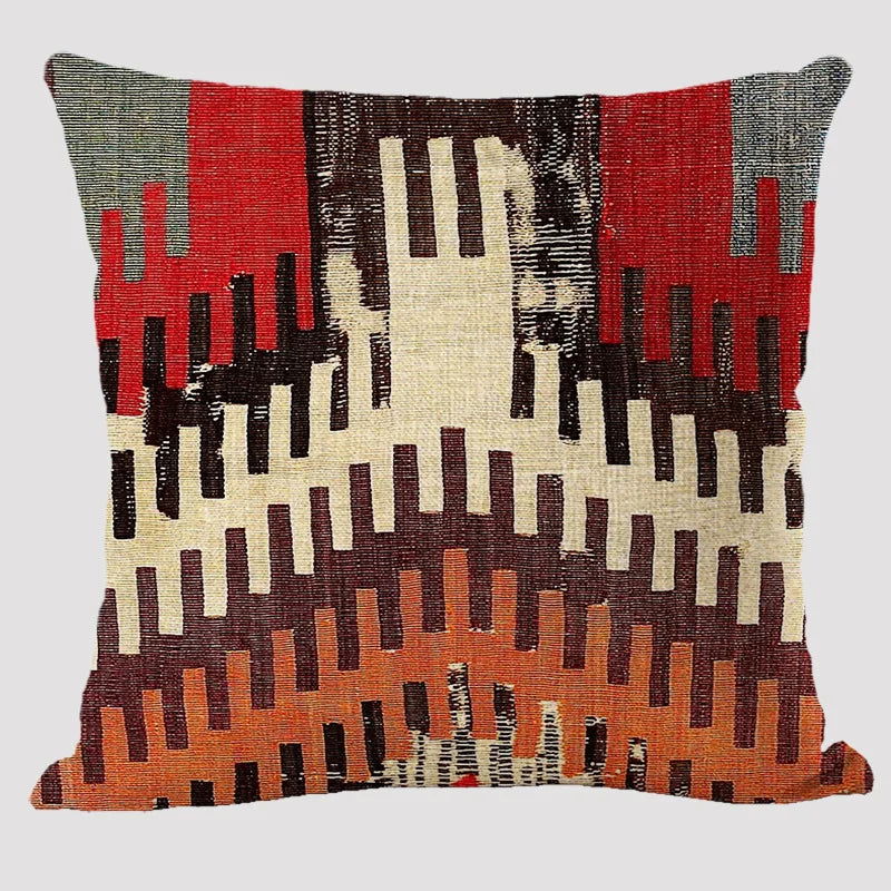 Bohemian Patterns Linen Cushions Case Multicolors Abstract Ethnic Geometry Print Decorative Pillows Case Living Room Sofa Pillow - Slobuy
