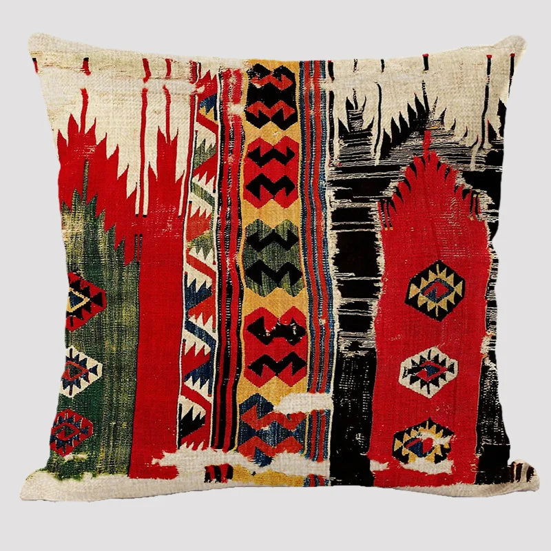 Bohemian Patterns Linen Cushions Case Multicolors Abstract Ethnic Geometry Print Decorative Pillows Case Living Room Sofa Pillow - Slobuy