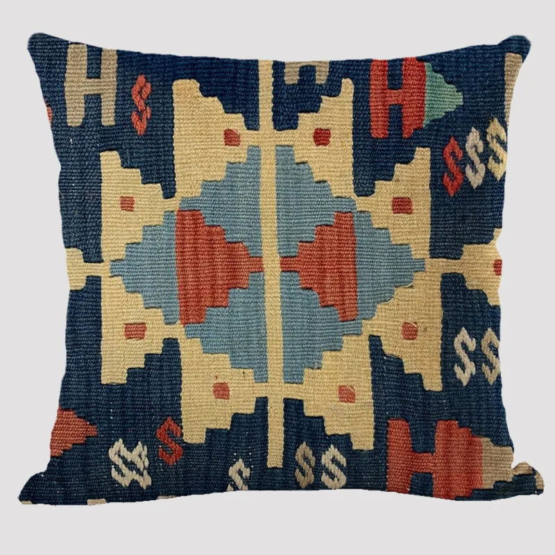 Bohemian Patterns Linen Cushions Case Multicolors Abstract Ethnic Geometry Print Decorative Pillows Case Living Room Sofa Pillow - Slobuy