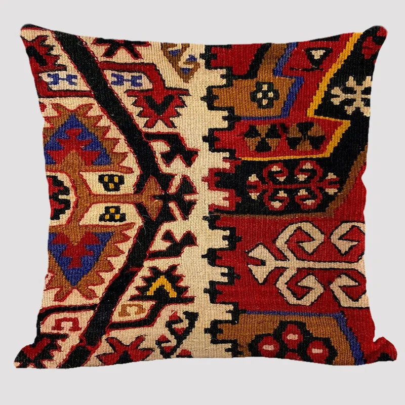 Bohemian Patterns Linen Cushions Case Multicolors Abstract Ethnic Geometry Print Decorative Pillows Case Living Room Sofa Pillow - Slobuy