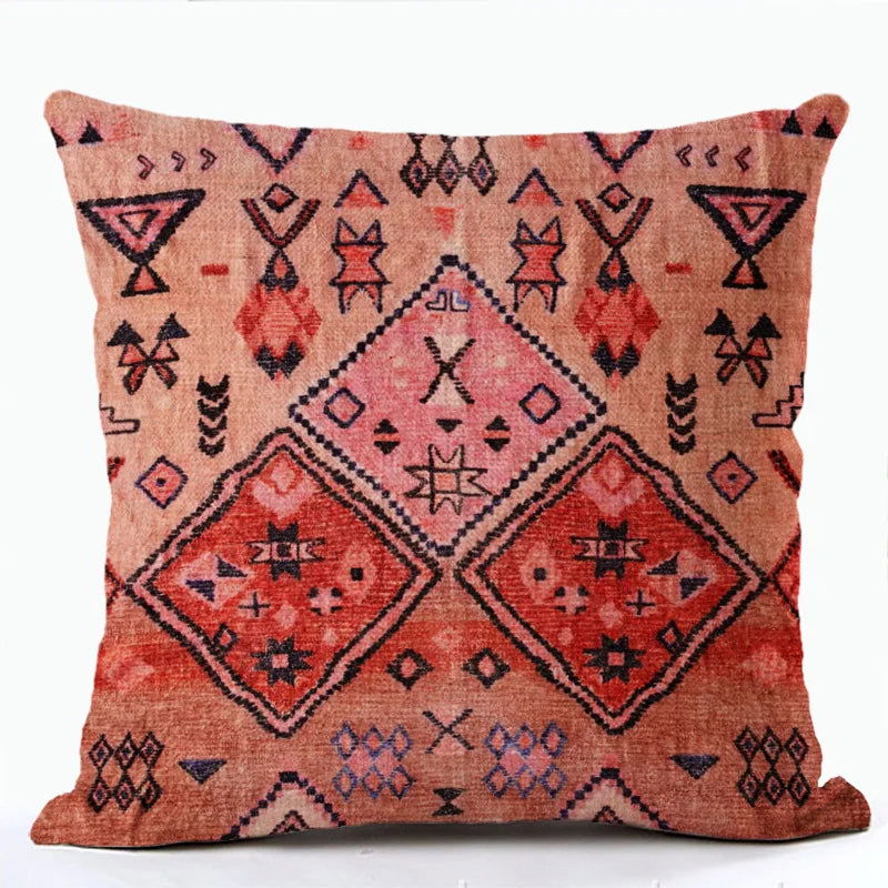 Bohemian Patterns Linen Cushions Case Multicolors Abstract Ethnic Geometry Print Decorative Pillows Case Living Room Sofa Pillow - Slobuy