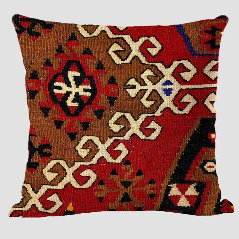 Bohemian Patterns Linen Cushions Case Multicolors Abstract Ethnic Geometry Print Decorative Pillows Case Living Room Sofa Pillow - Slobuy