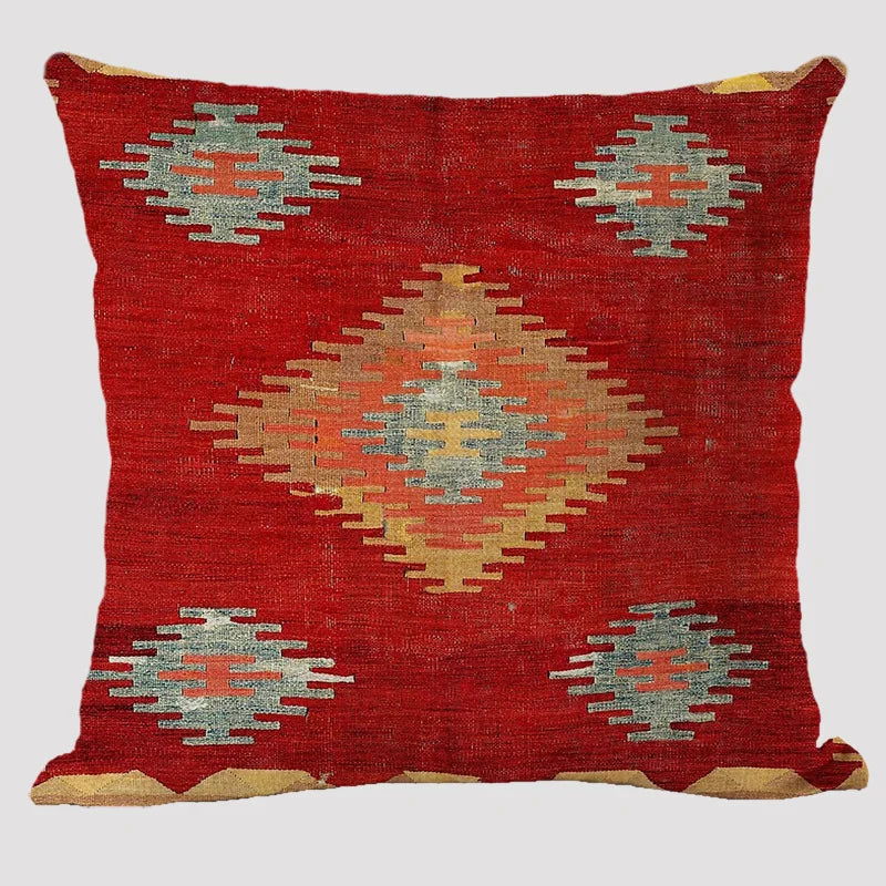 Bohemian Patterns Linen Cushions Case Multicolors Abstract Ethnic Geometry Print Decorative Pillows Case Living Room Sofa Pillow - Slobuy